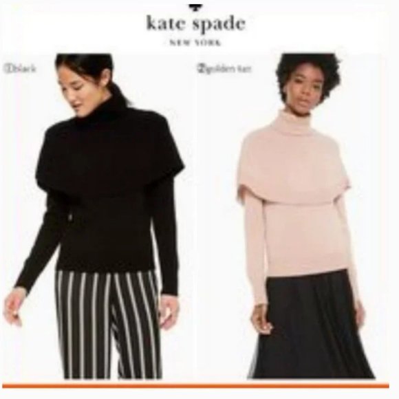 kate spade madison avenue loriot pink turtleneck capelet sweater small nwot - Picture 5 of 16